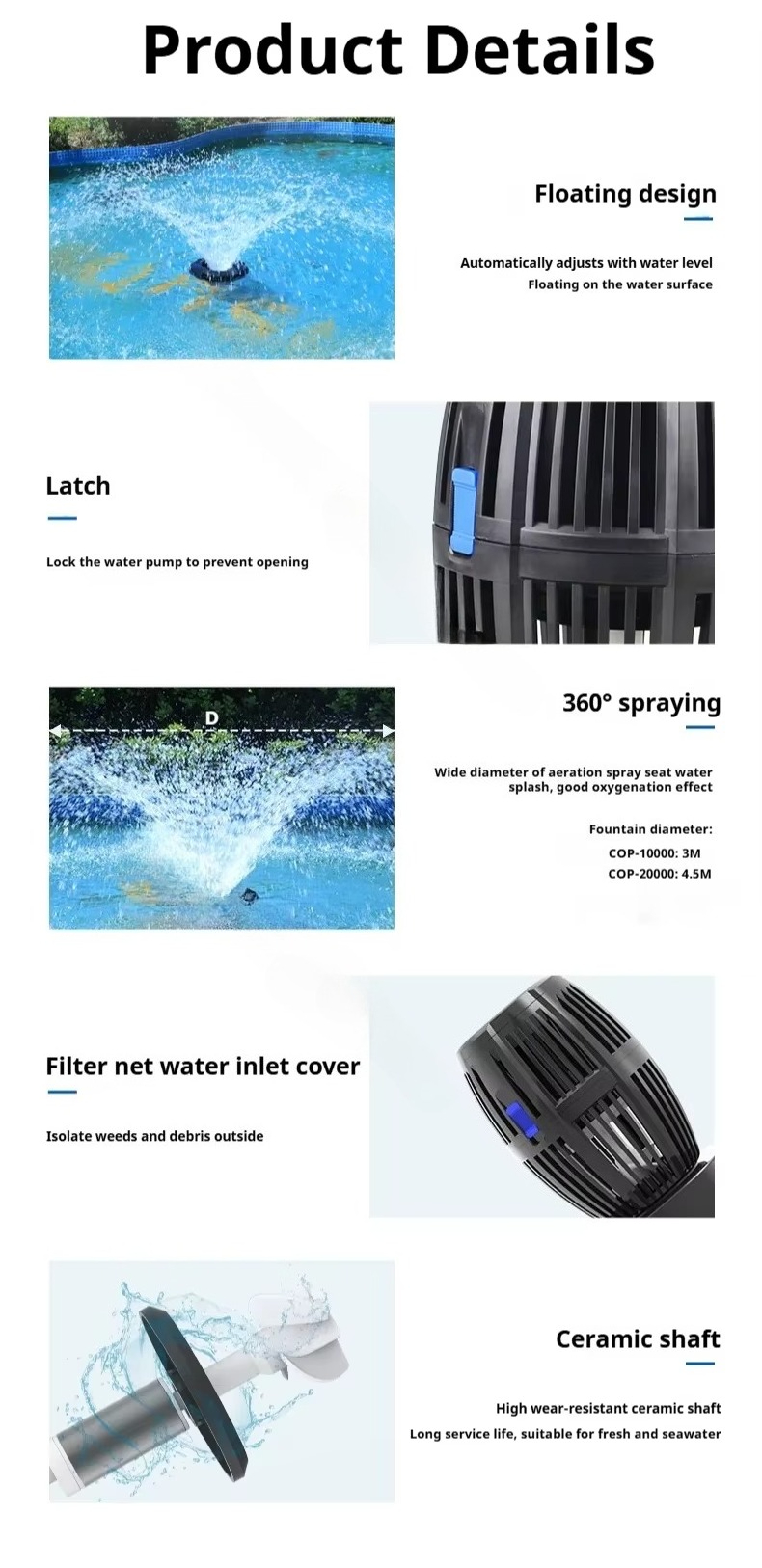10000L/h Floating Fountain Pum - Farm Pond Liner 리뷰 및 가격