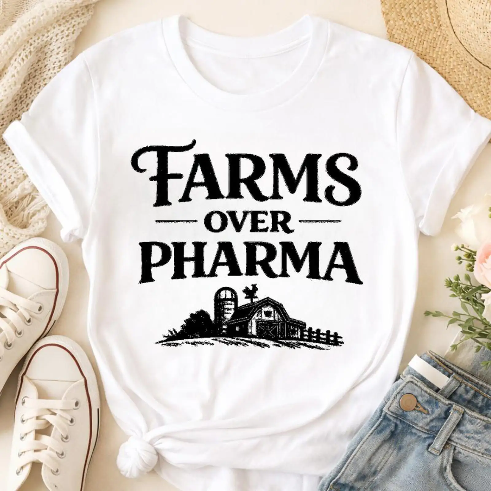 Farms Over Pharma T Shirt Eco  - Sustainable Agriculture/Farming 리뷰 및 가격