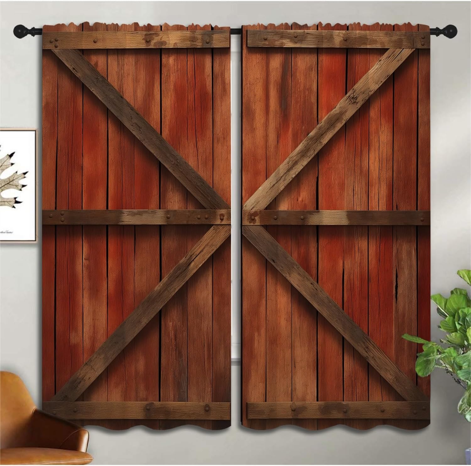 Barn Wood Door Blackout Curtai - Farming Japan 리뷰 및 가격