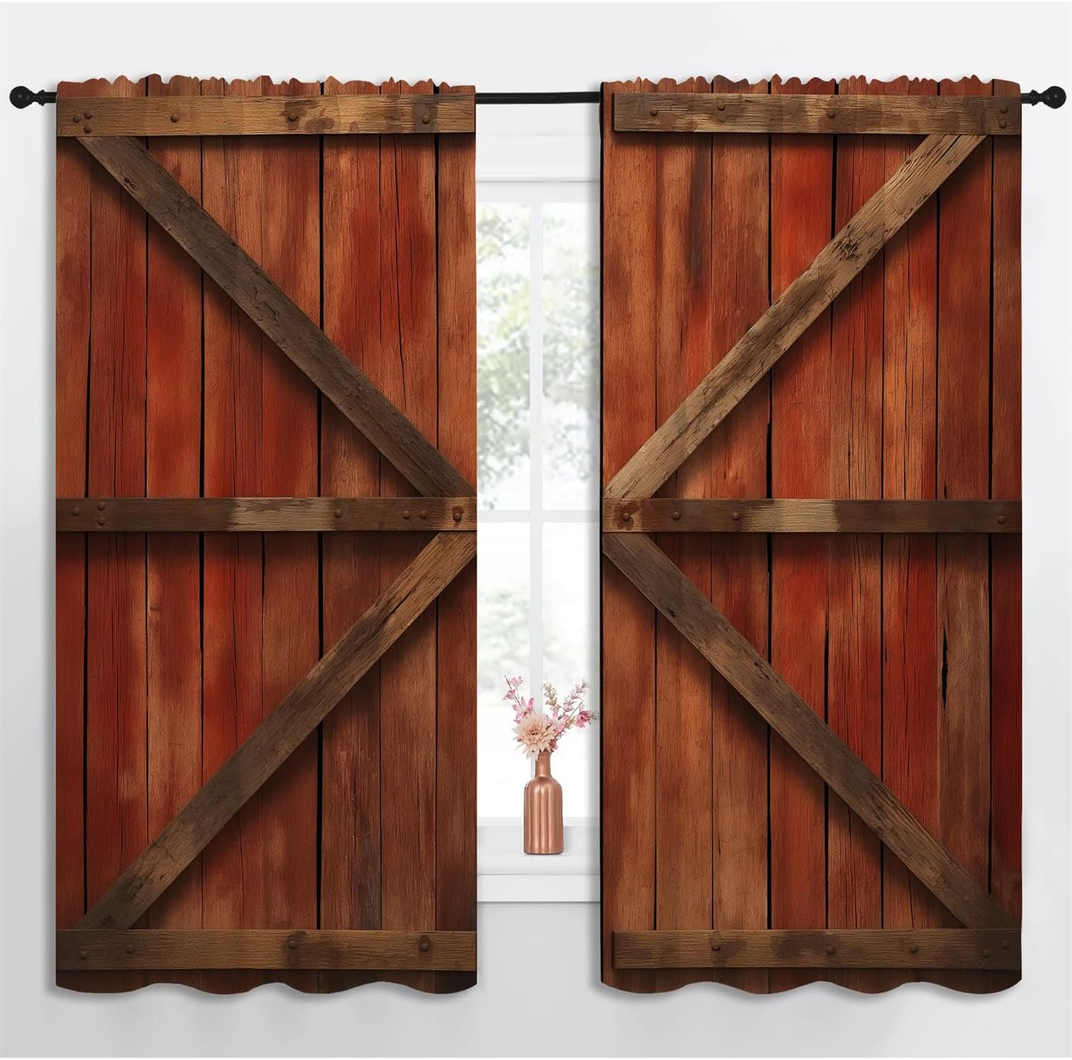 Barn Wood Door Blackout Curtai - Farming Japan 리뷰 및 가격